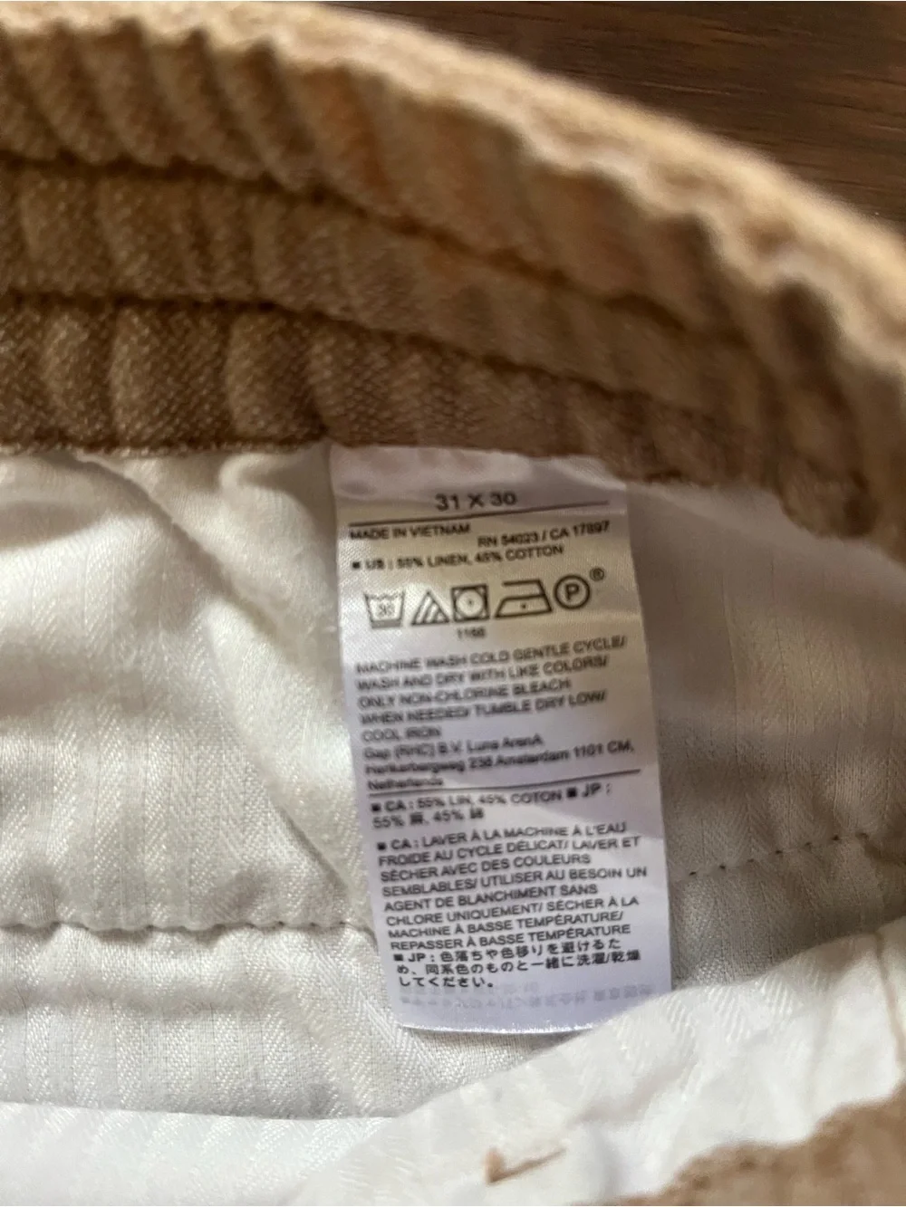 Banana Republic Pants Mens 31x30 Beige Linen Blend Mason Athletic Tapered Fit